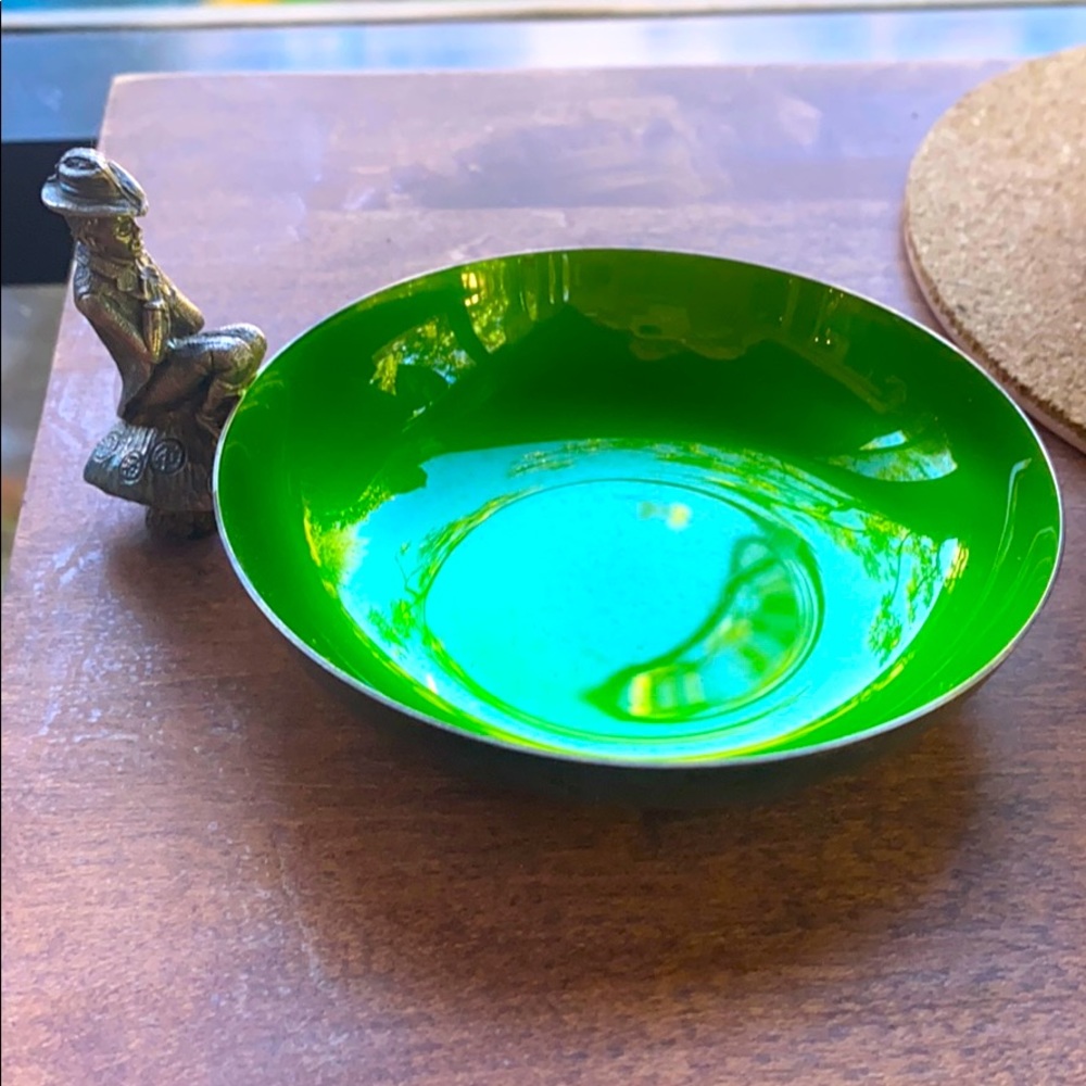 Reed and Barton Green and Silver Leprechaun dish